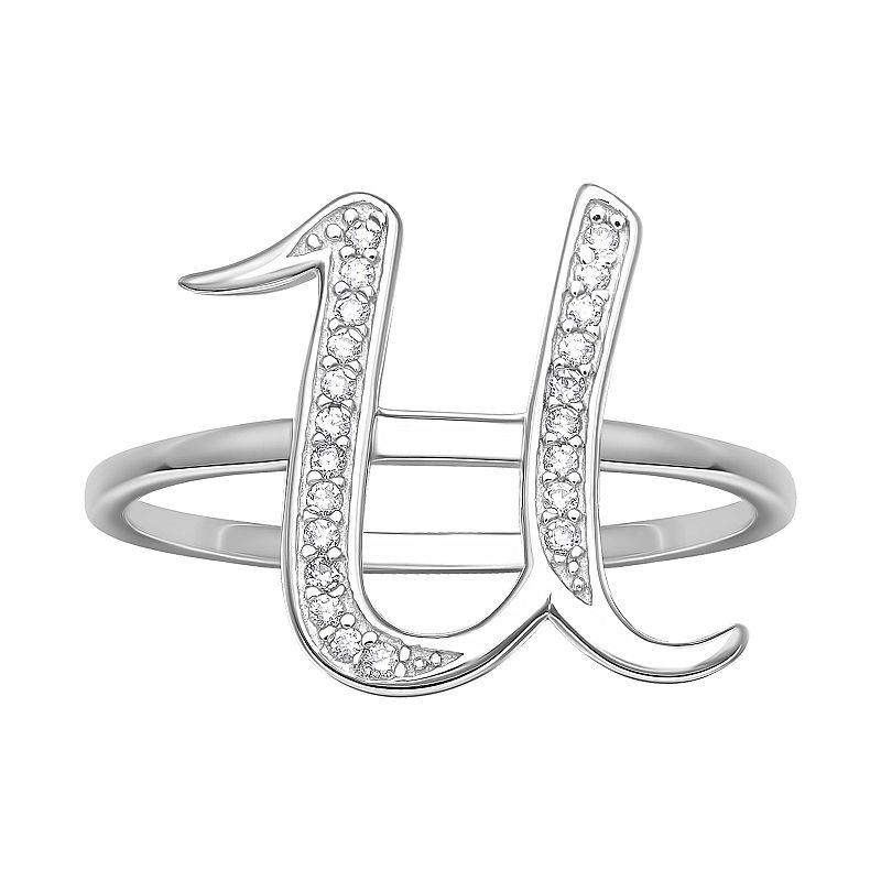PRIMROSE Sterling Silver Cubic Zirconia Initial Ring, Women's, Size: 8, Sterling Silver X Product Image