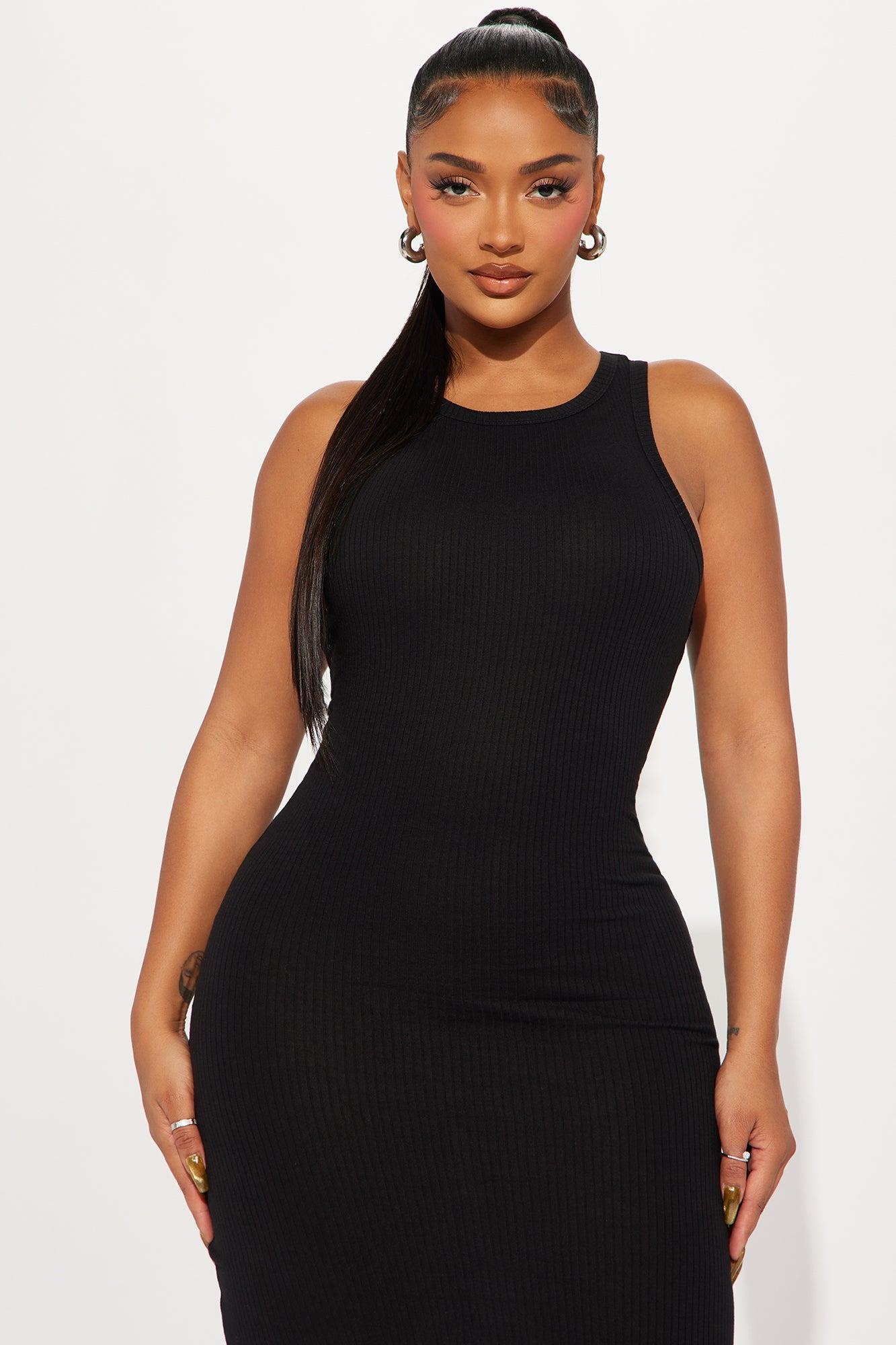 Danielle Ribbed Maxi Dress - Black Product Image