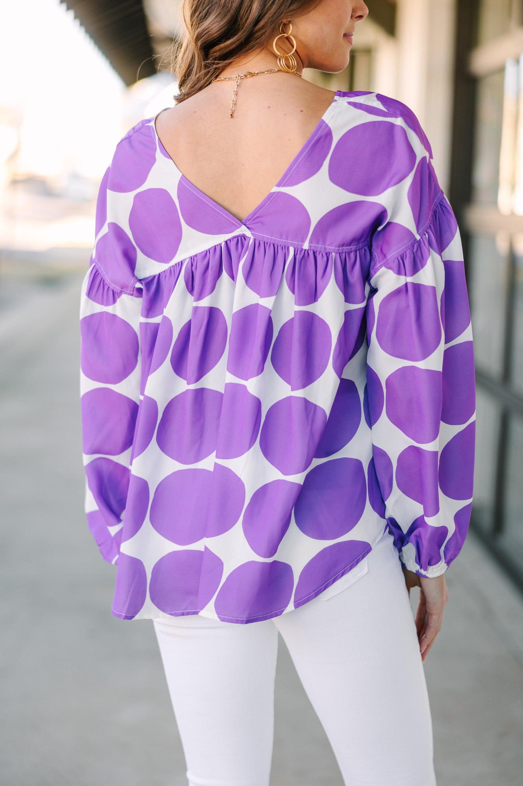 On My Mind Lavender Purple Abstract Blouse Female Product Image