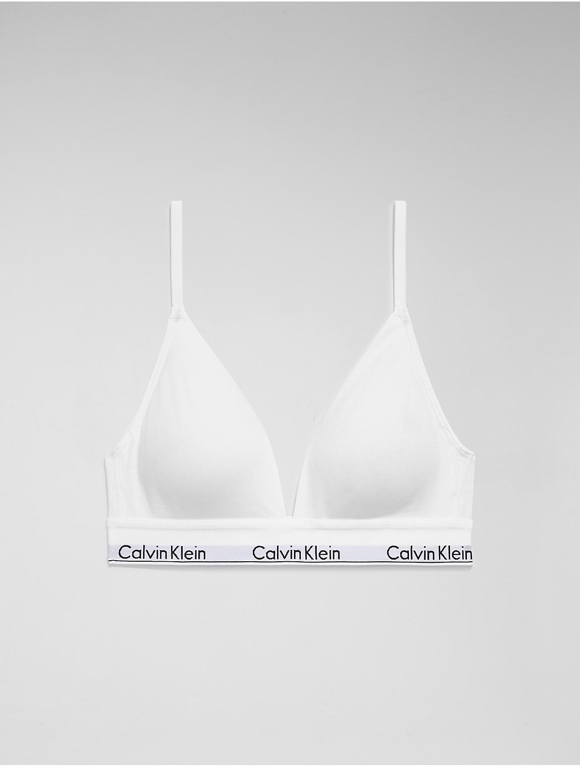 Calvin Klein Womens Icon Cotton Modal Lightly Lined Triangle Bralette - White Product Image
