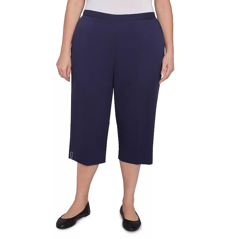 Plus Size Alfred Dunner Star Studded Capri Pants, Womens Blue Product Image