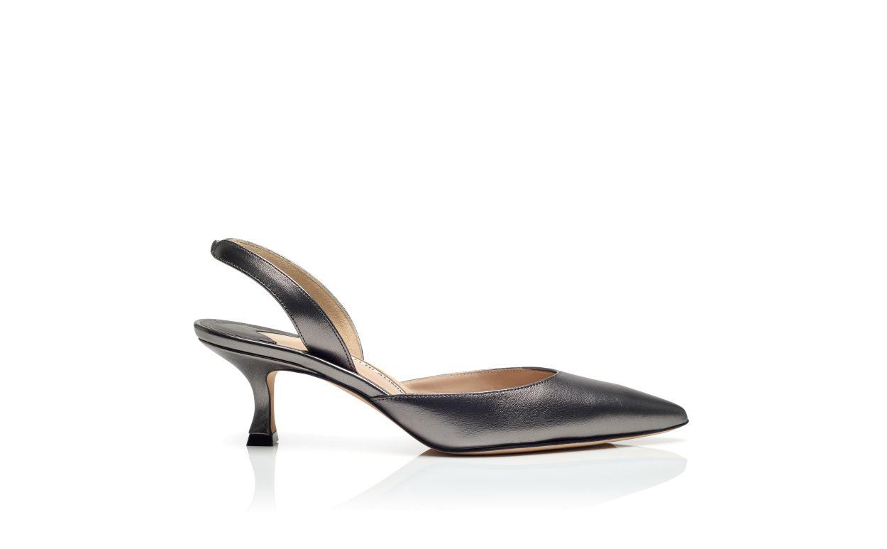 CAROLYNE 50 Silver Nappa Leather Slingback Pumps Product Image