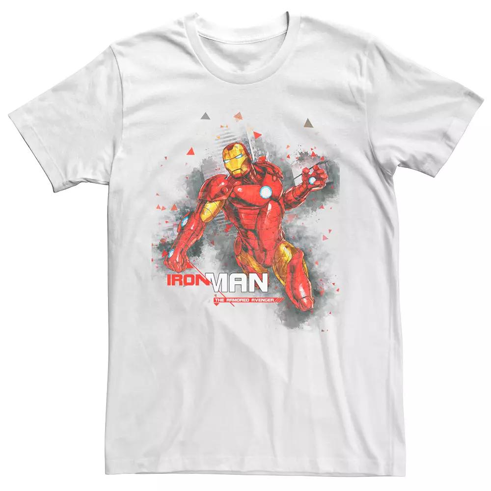 Men's Marvel Iron Man Watercolor Splatter Portrait Tee,  Product Image