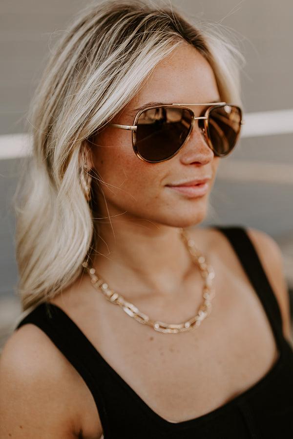 Quay All In Mini Polarized Aviator Sunnies in Brown Product Image