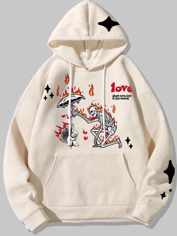 Men's Skull Print Oversized Hoodie Product Image