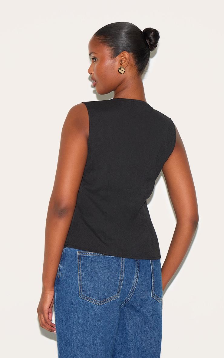 Black Lightweight Woven Tie Front Vest Product Image