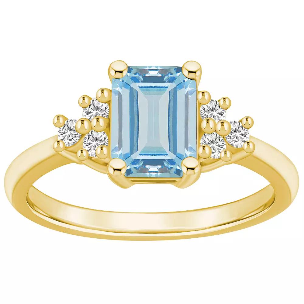 Alyson Layne 14k Rose Gold Emerald-Cut Morganite & 1/5 Carat T.W. Diamond Ring, Women's Product Image