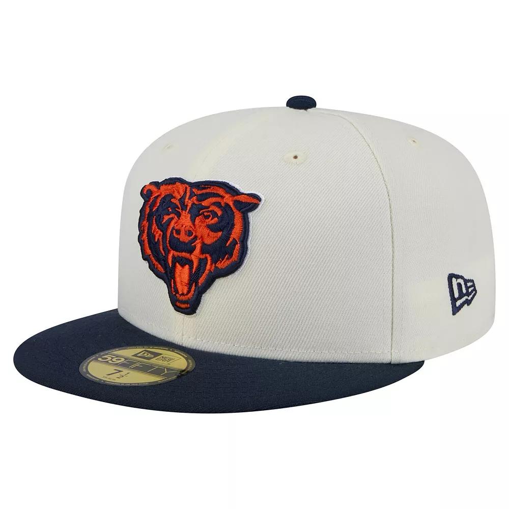 Men's New Era  White/Navy Chicago Bears  Main 59FIFTY Fitted Hat, Size: 6 7/8 Product Image