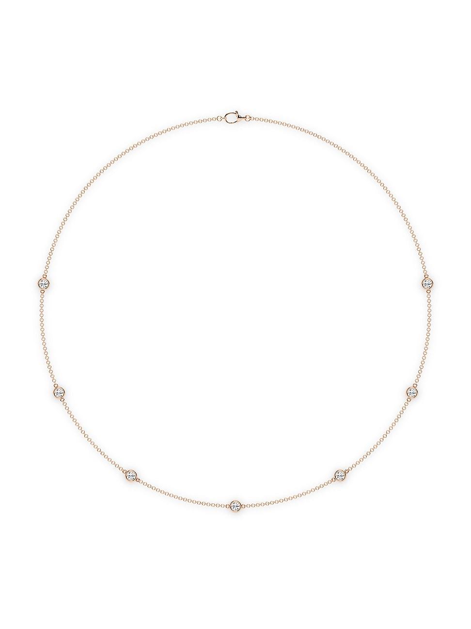 Womens 14K Rose Gold & 7-Diamond Station Necklace/0.70-2.10 TCW Product Image