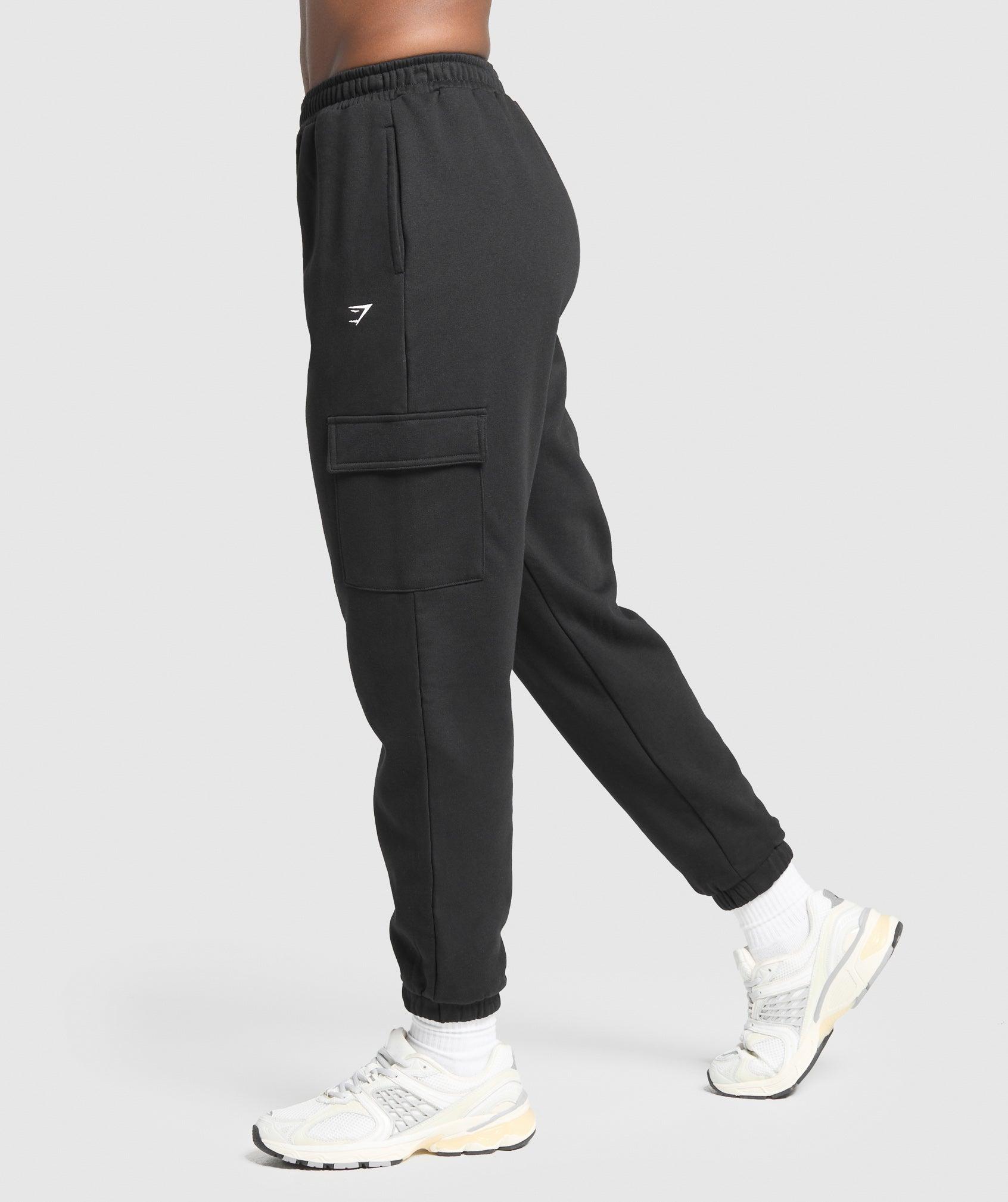 Gymshark Fleece Cargo Joggers - Black Female Product Image