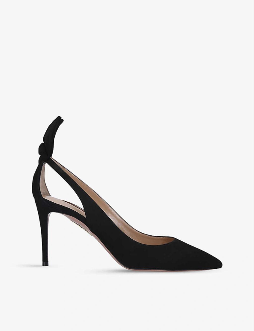 AQUAZZURA Bow Tie 85 Suede Pumps In Black Product Image