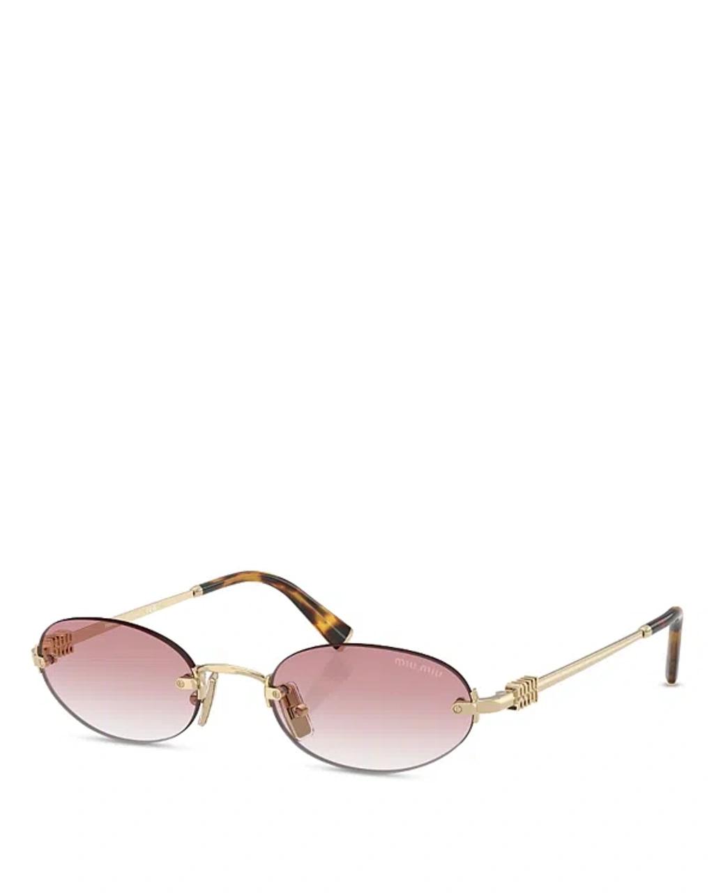 MIU MIU Womens Gold Mu A52s Oval-frame Metal Sunglasses In Gray Product Image