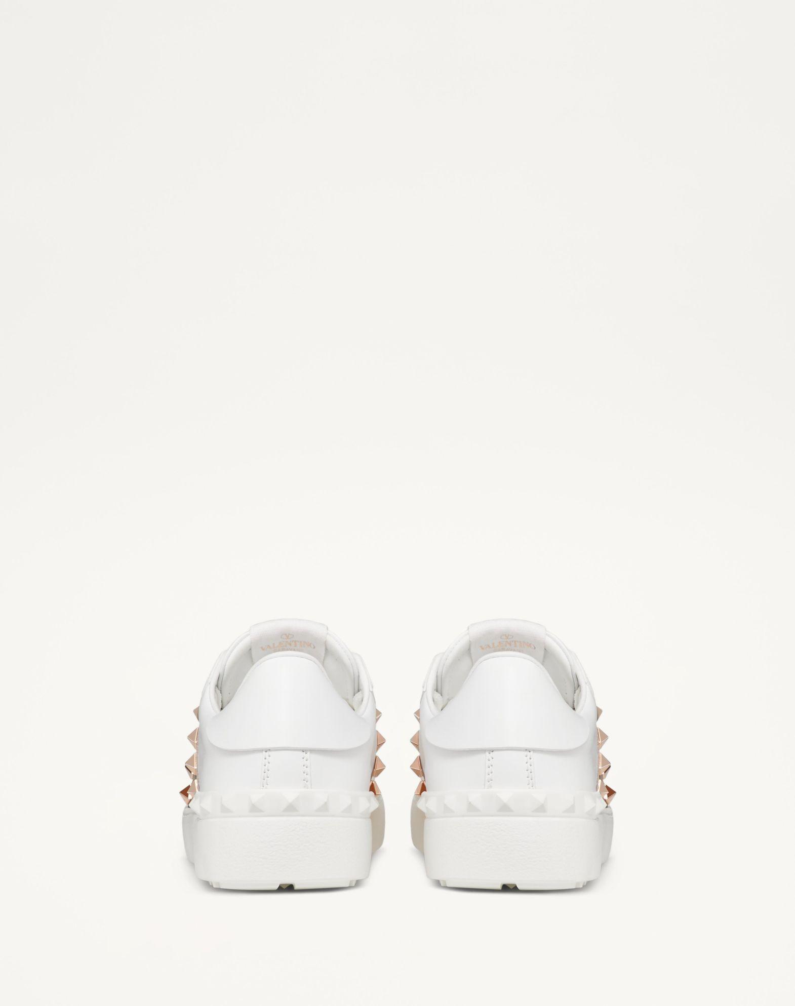 Rockstud Untitled Sneaker In Calfskin Leather With Metallic Stripe Product Image