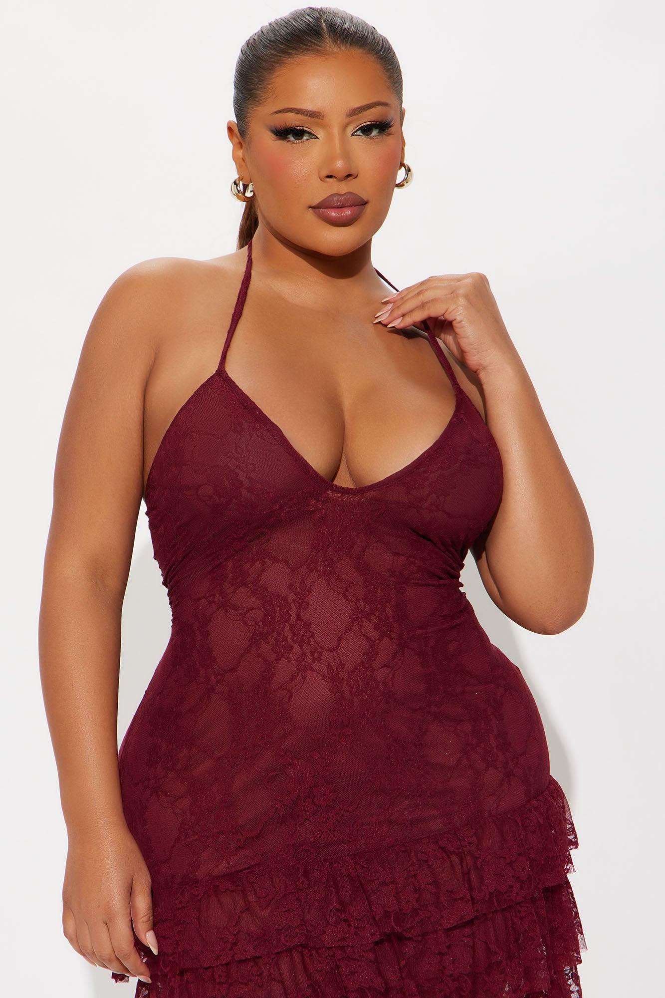 Love Letter Lace Mini Dress - Burgundy Female Product Image