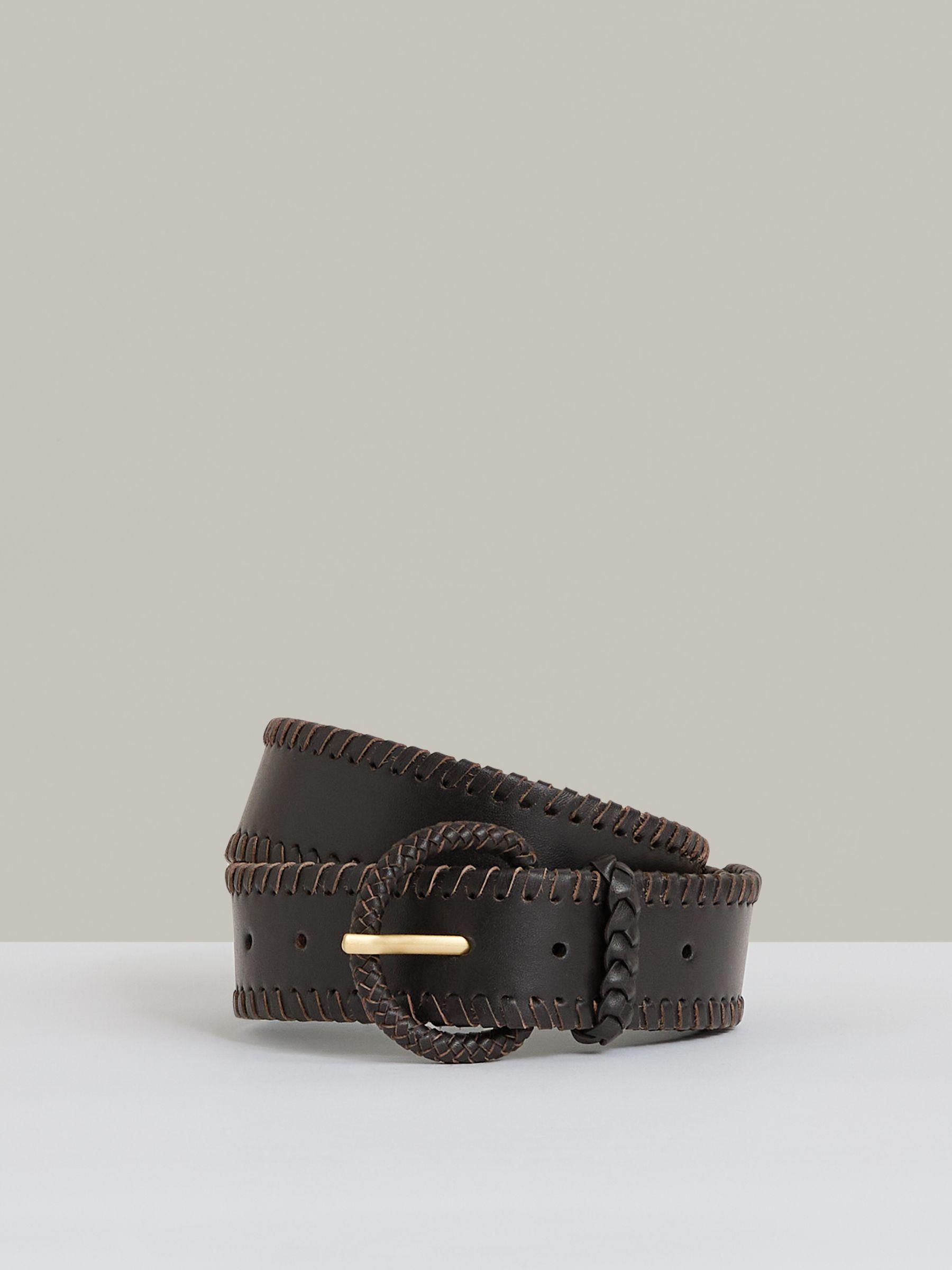 Leather Whipstitch Belt in Chocolate Product Image