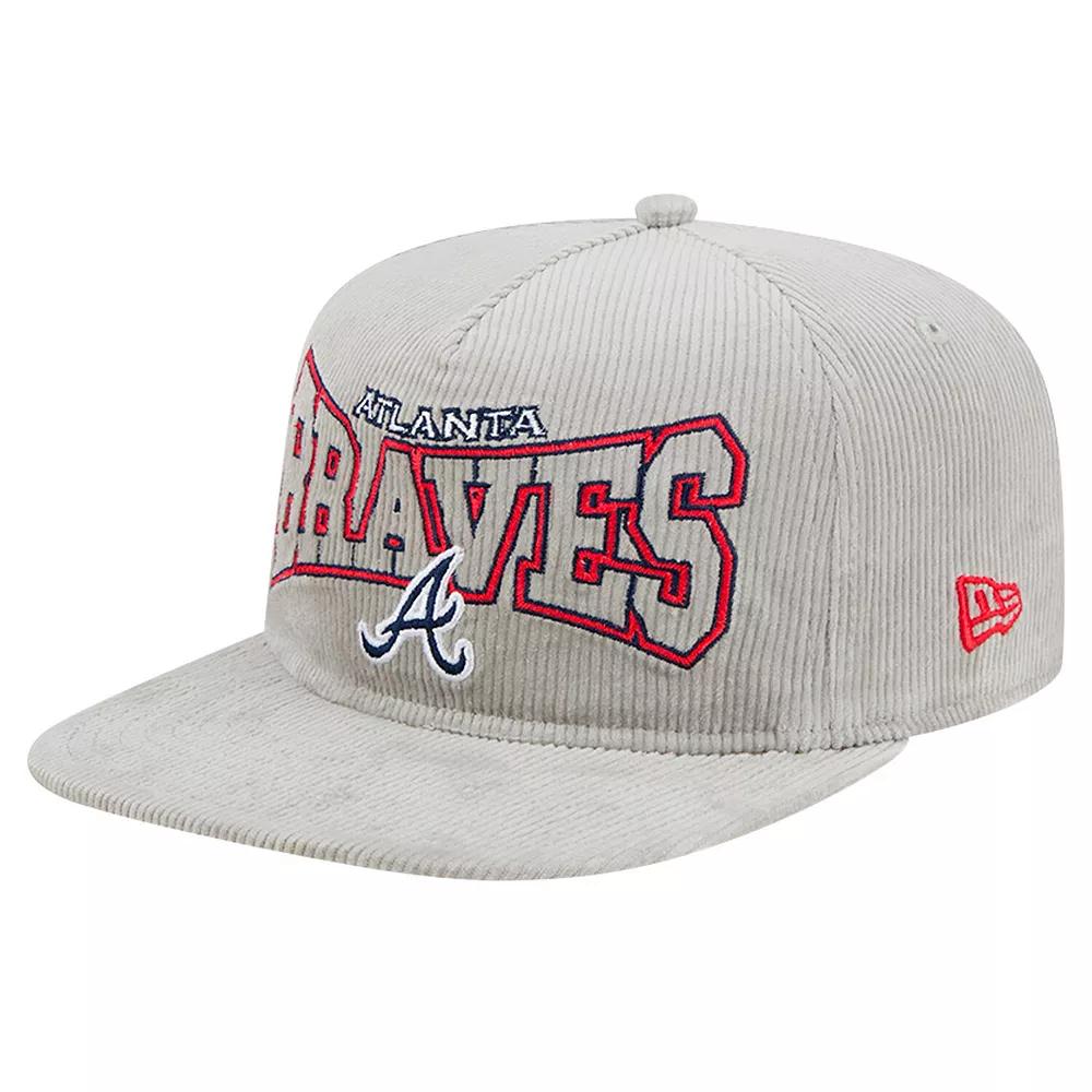 Men's New Era Gray Atlanta Braves Corduroy Golfer Snapback Hat, Grey Product Image