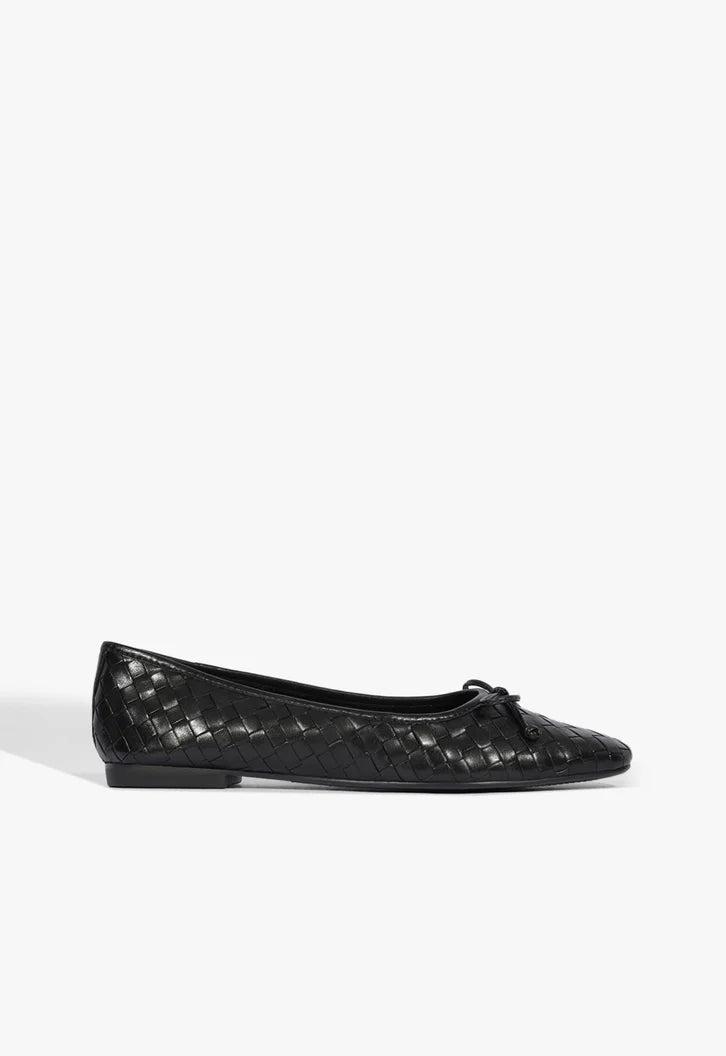 Arissa Black Leather Ballet Flat Product Image
