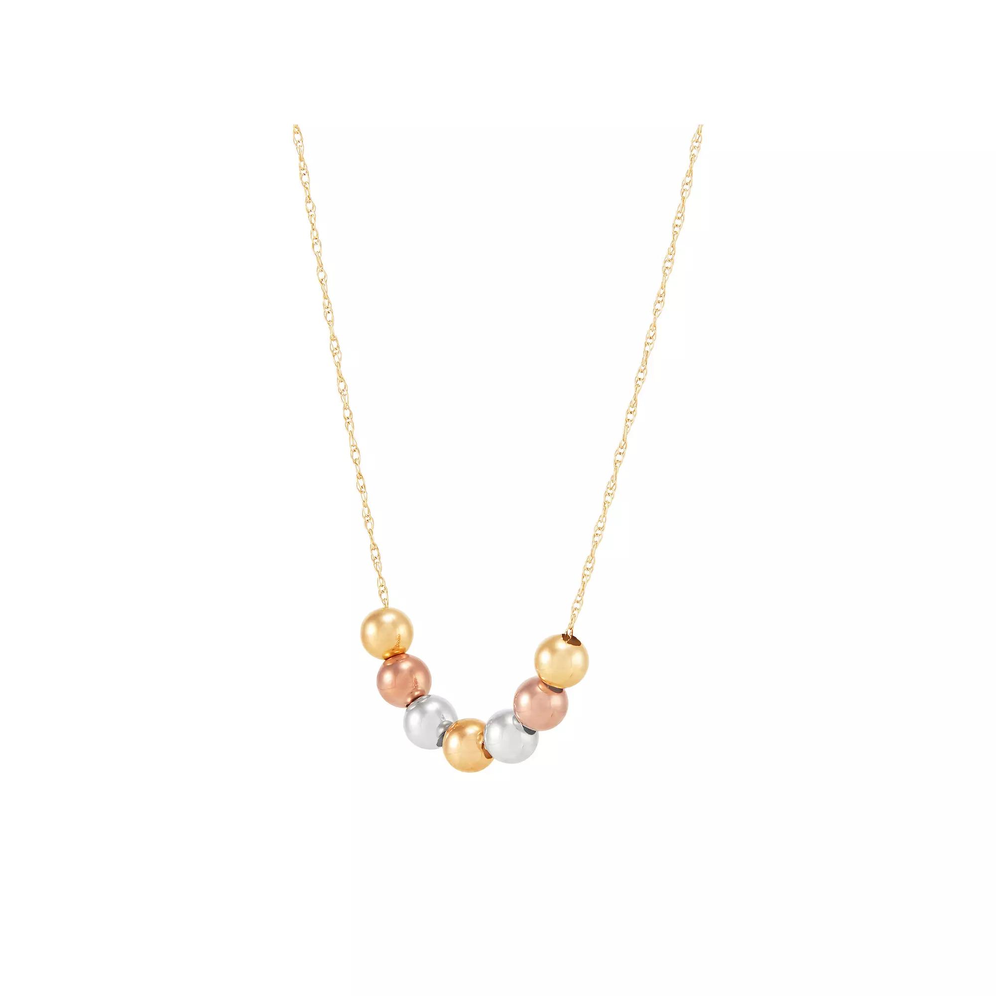 Everlasting Gold Tri-Tone 10k Gold Bead Necklace, Womens 10k  Tone Product Image