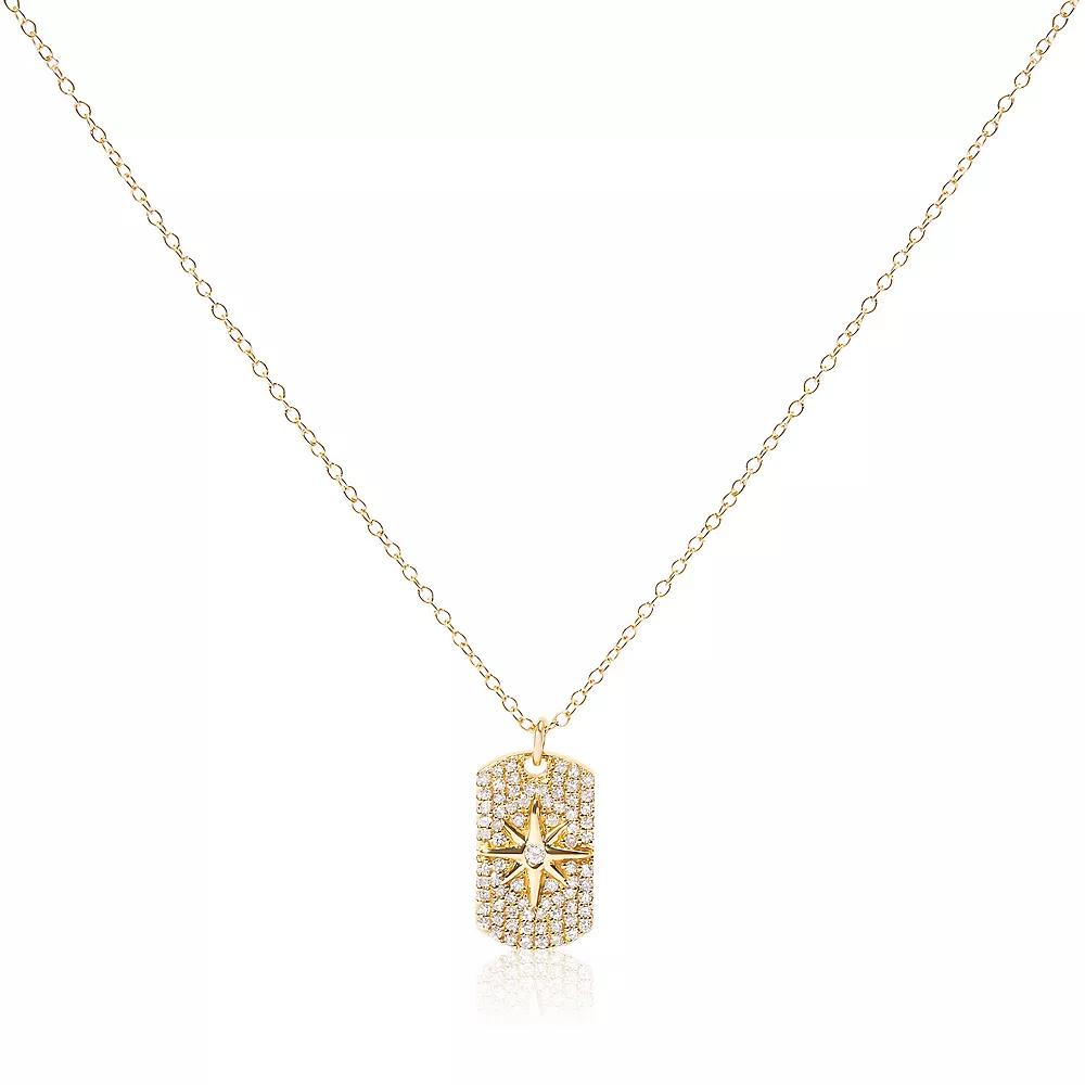 Haus of Brilliance 18k Gold Over Silver 3/8 Carat T.W. Diamond Star Pendant Necklace, Women's, Size: 18", Gold Tone Product Image