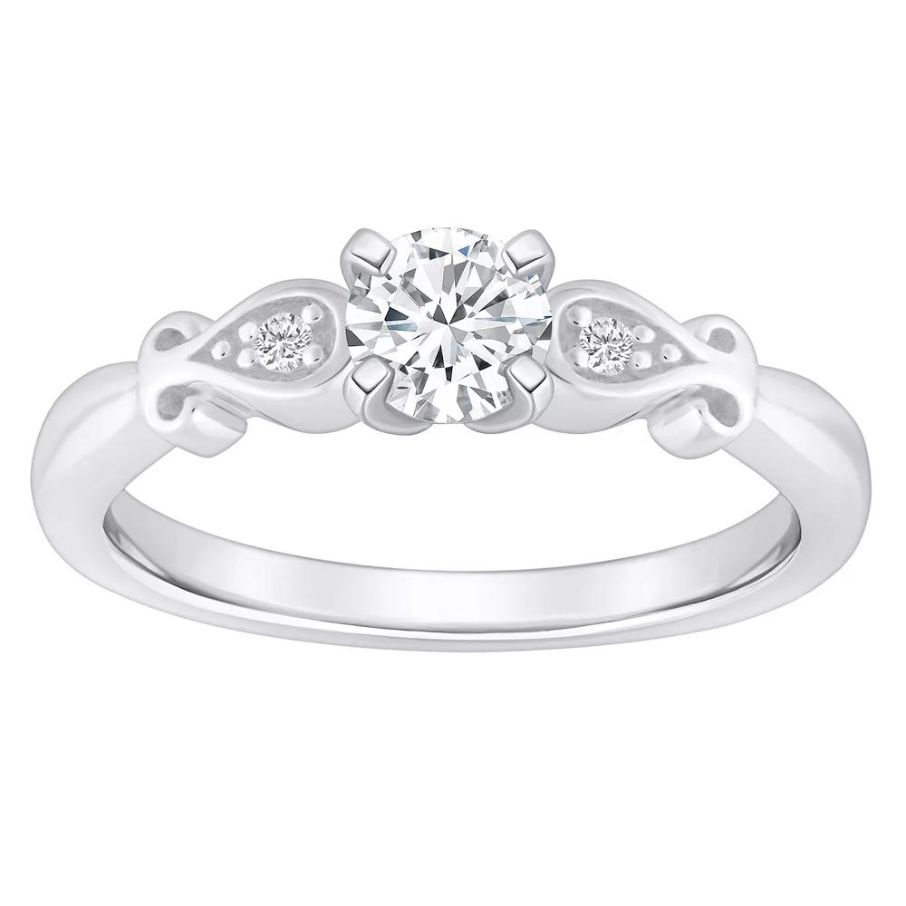 Alyson Layne 14k Gold 1/2 Carat T.W. Diamond Round Engagement Ring, Women's, Size: 6, White Gold Product Image
