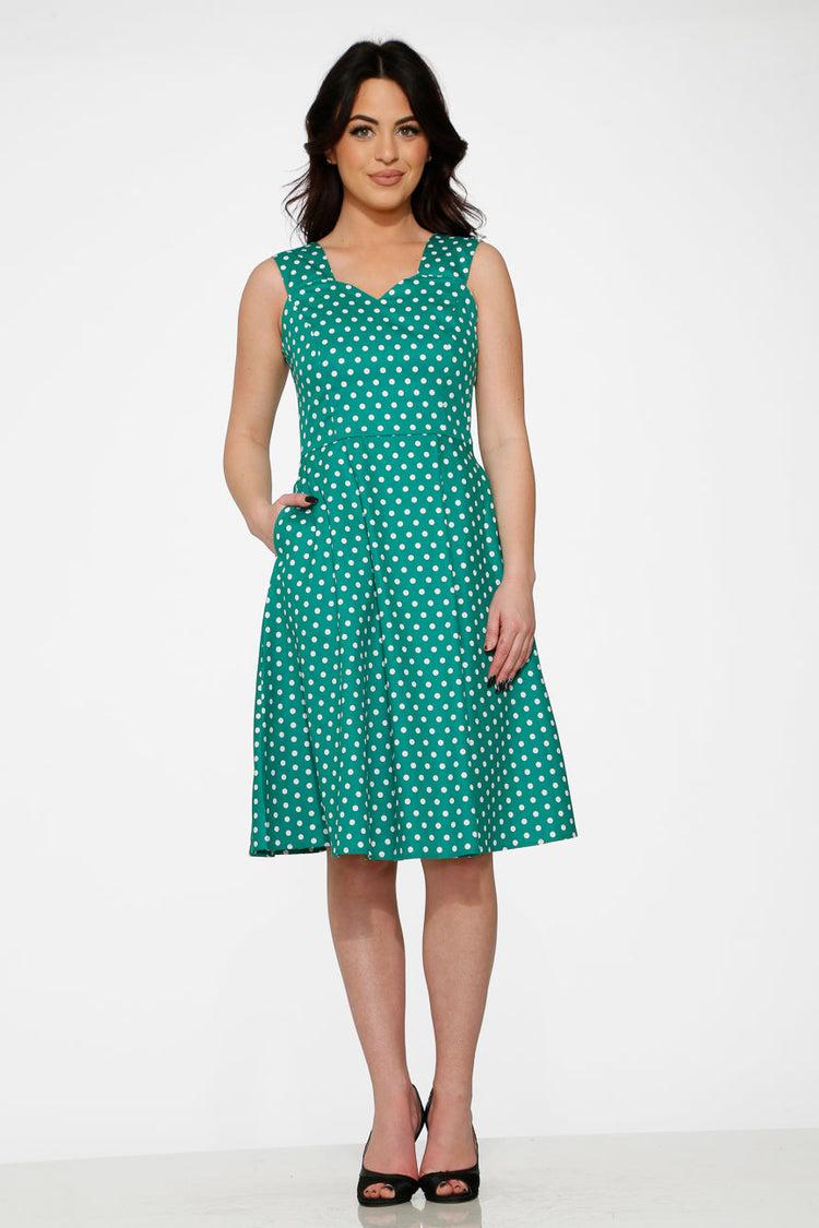 Green & White Polka Dot Dress Product Image