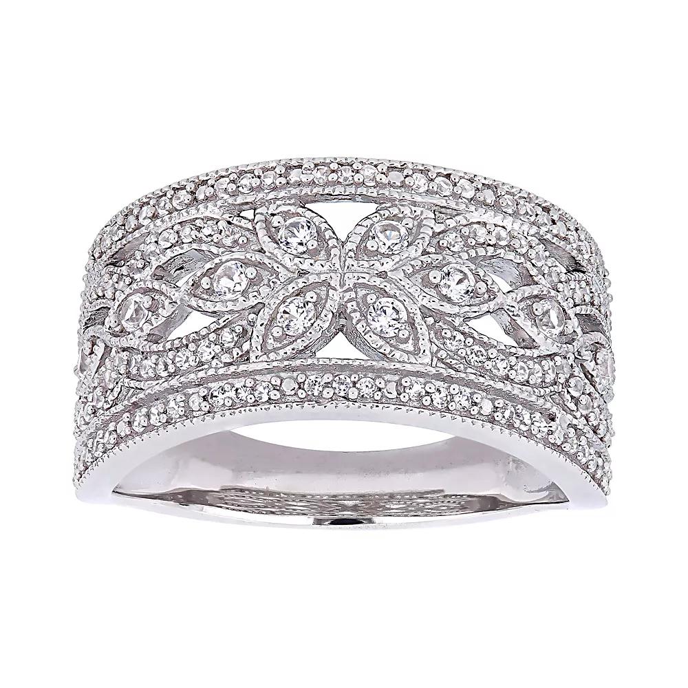 Stella Grace 10k White Gold Lab-Created White Sapphire Filigree Ring, Women's, Size: 8, 10k Whgold Product Image