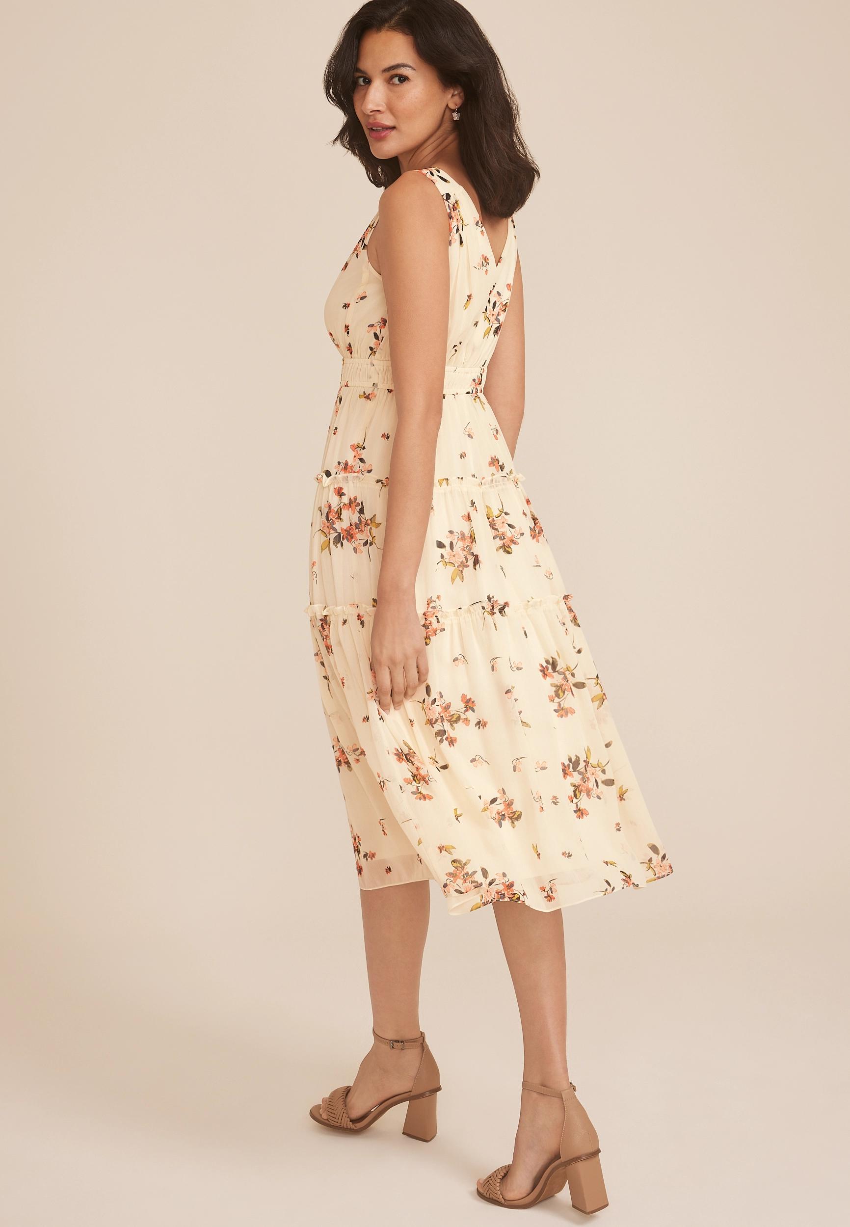 Maurices Womens Bare Floral Tiered Midi Dress Product Image
