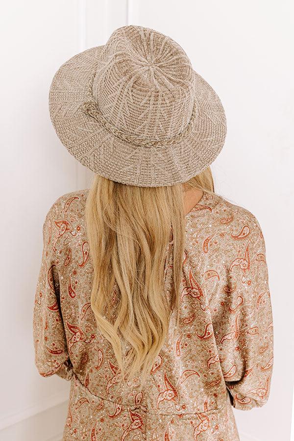Fall Dreaming Chenille Woven Fedora in Taupe Product Image
