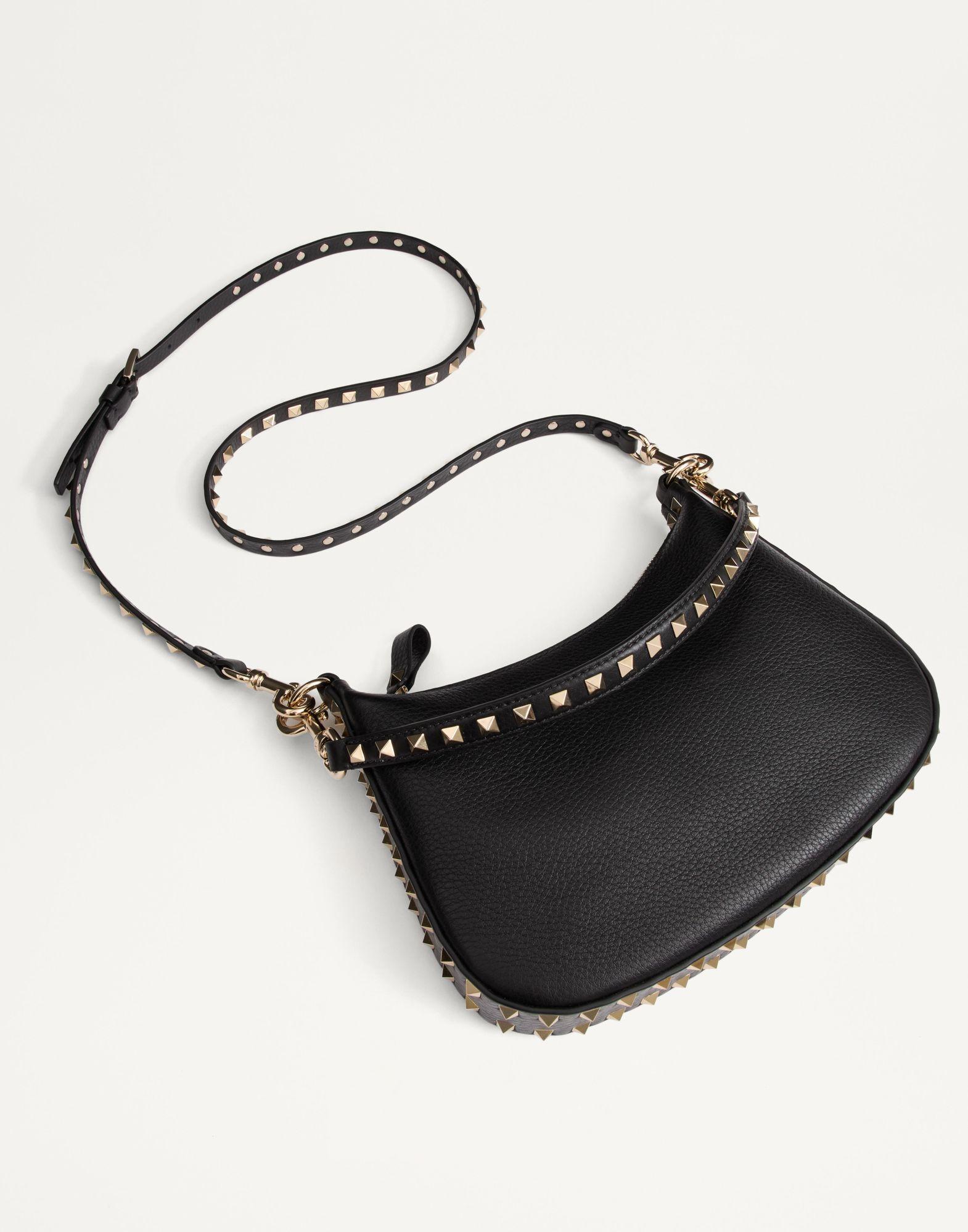 Small Rockstud Hobo Bag In Grainy Calfskin Product Image