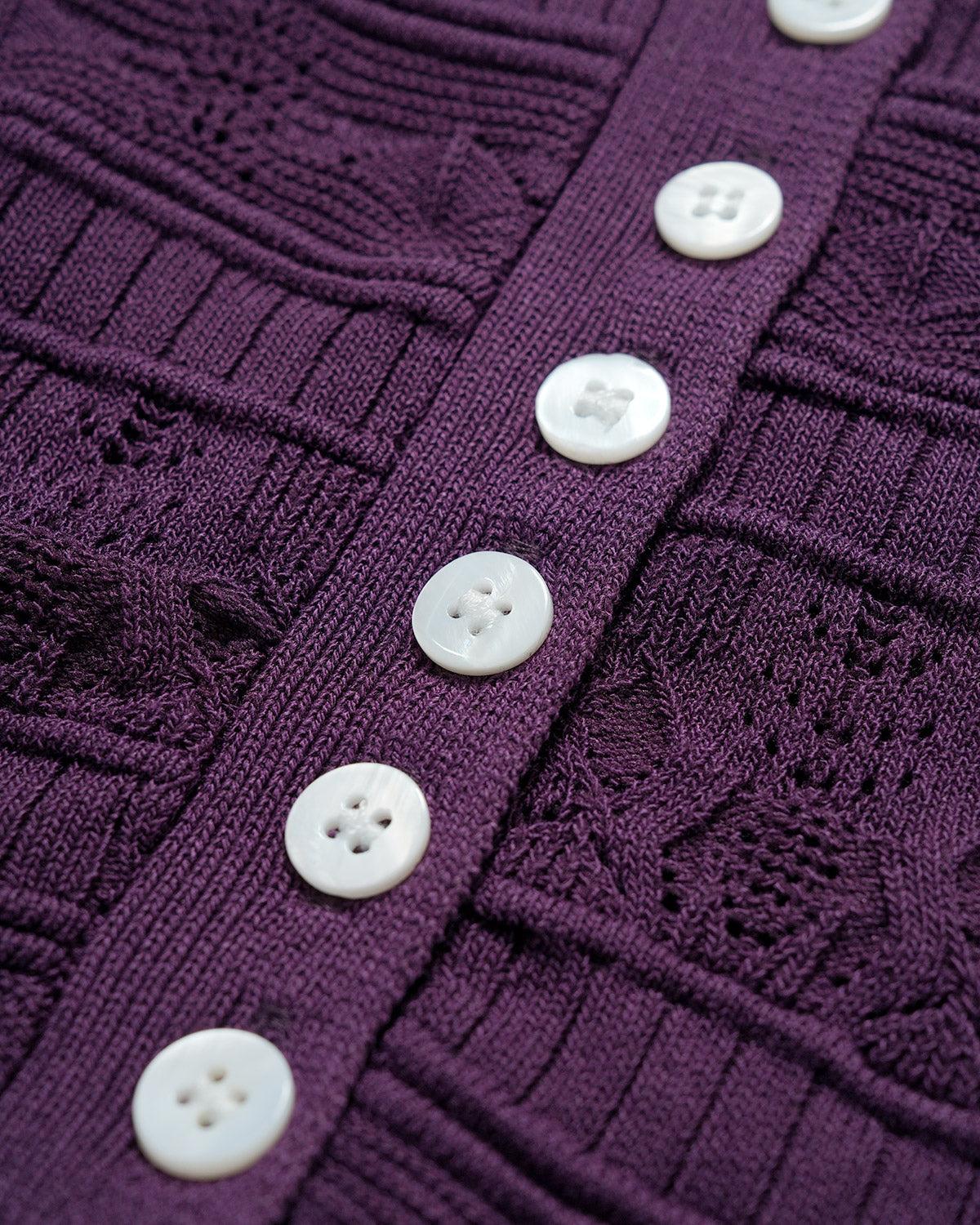 Purple Textured Slim Knit Tee Product Image