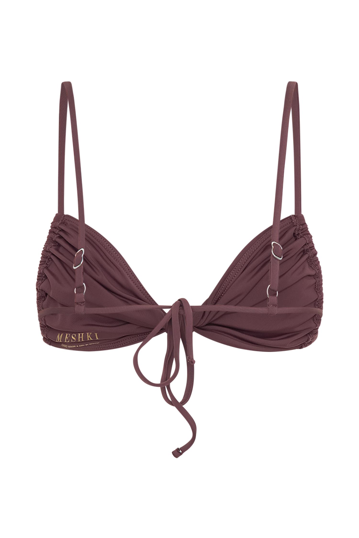 Andie Ruched String Side Bikini Brief - Chocolate Product Image