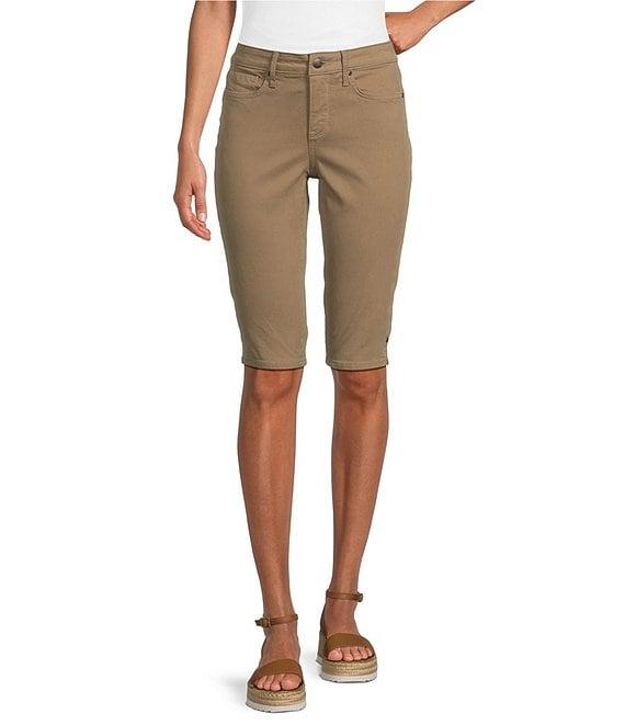 NYDJ Side Slit Hem Rivet Bike Stretch Denim Bermuda Shorts Product Image