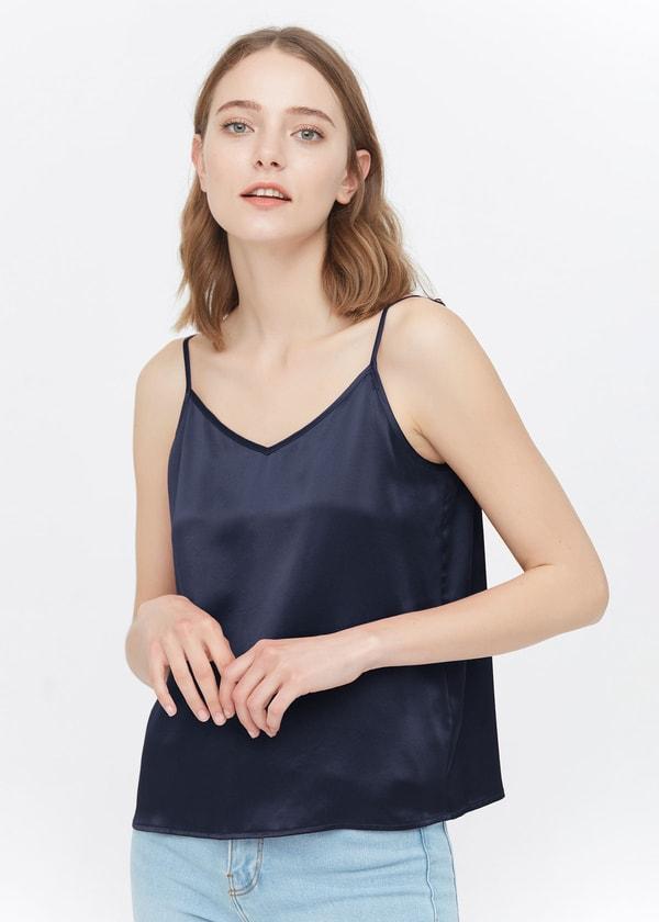  V Neck Front and Back Silk Camisole Product Image