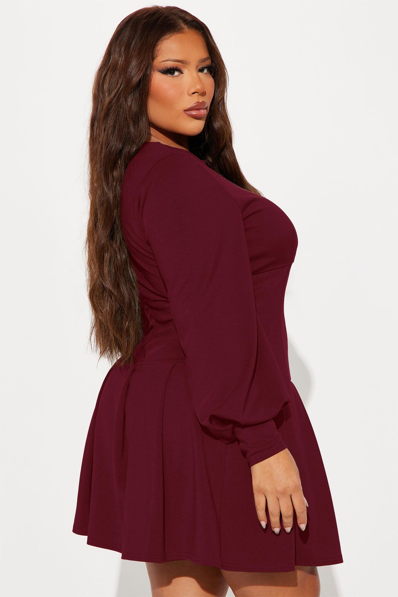 Kiana Pleated Mini Dress - Wine Product Image