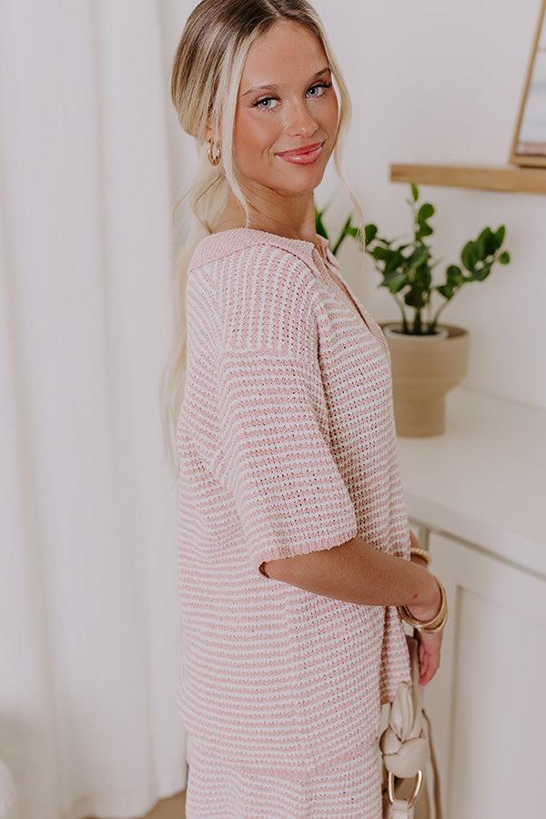 Lake Days Stripe Knit Top in Blush Product Image