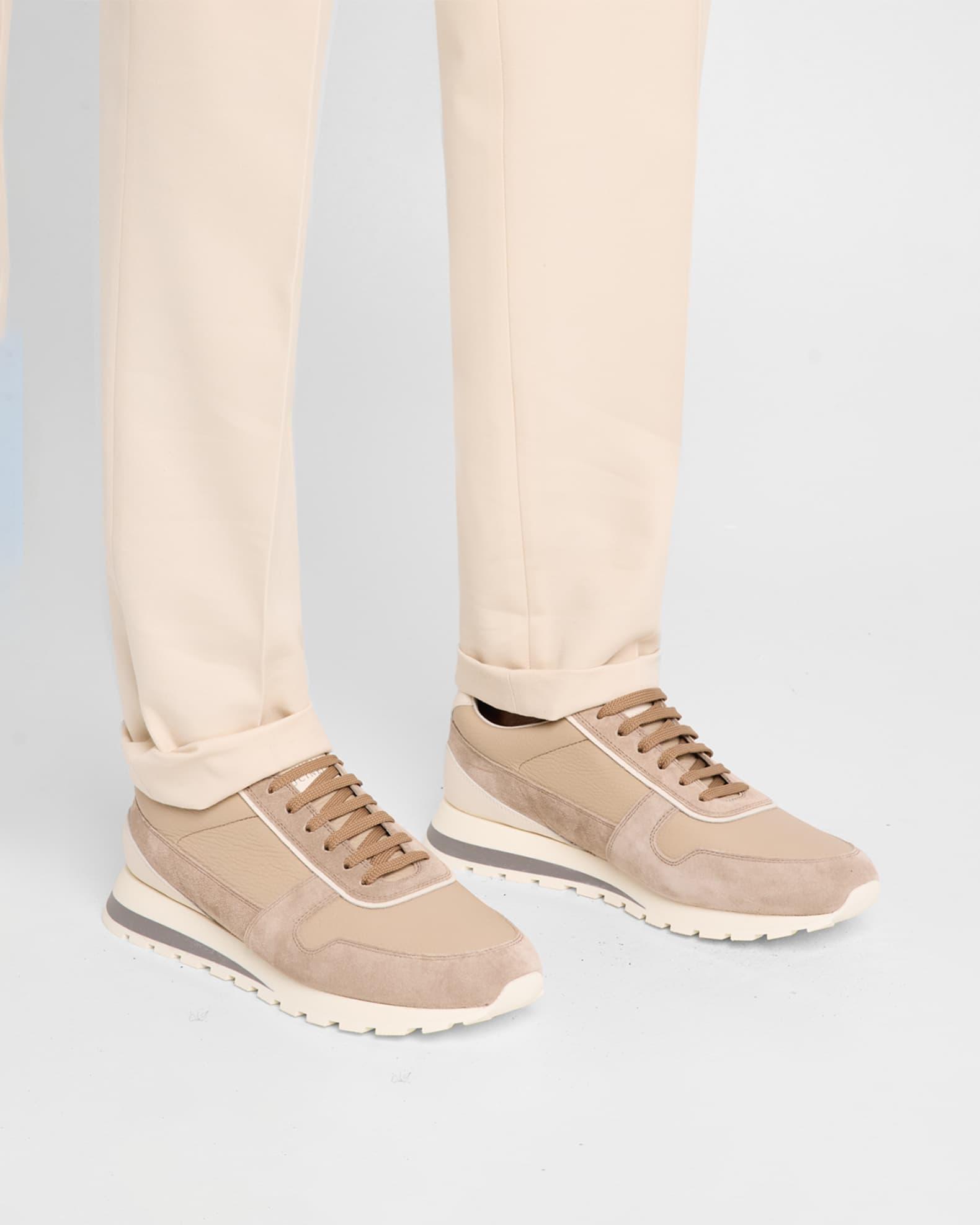 Men's Leather and Suede Runner Sneakers Product Image