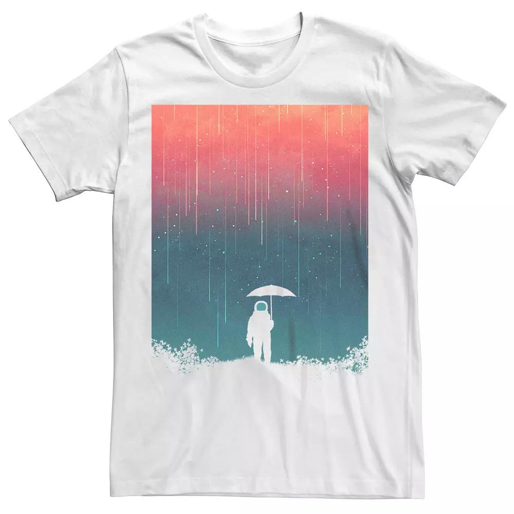 Men's Astronaut Cosmic Rain Pour Graphic Tee, Size: Medium, White Product Image