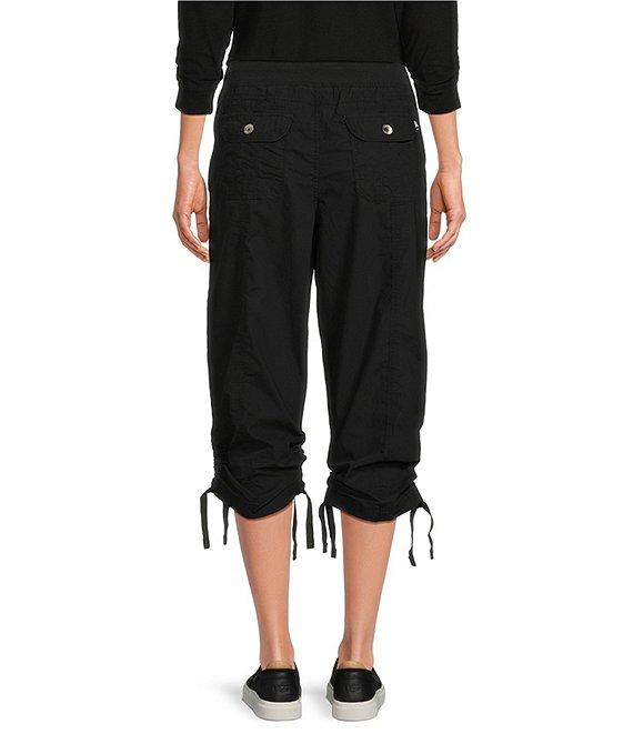 DKNY Sport by Donna Karan Peached Poplin Ribbed Waist Convertible Cinched Cargo Capri Pull-On Pant Product Image