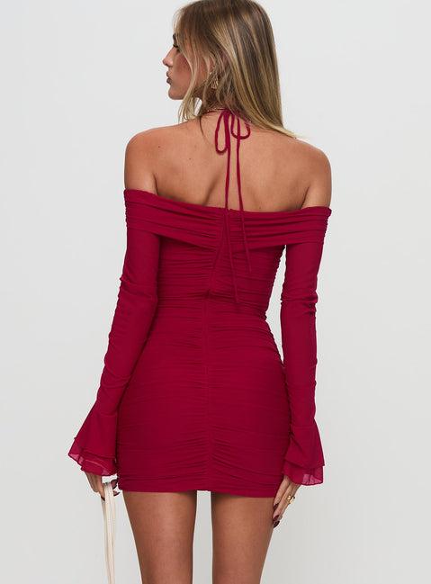 Taylon Off The Shoulder Mini Dress Red Product Image