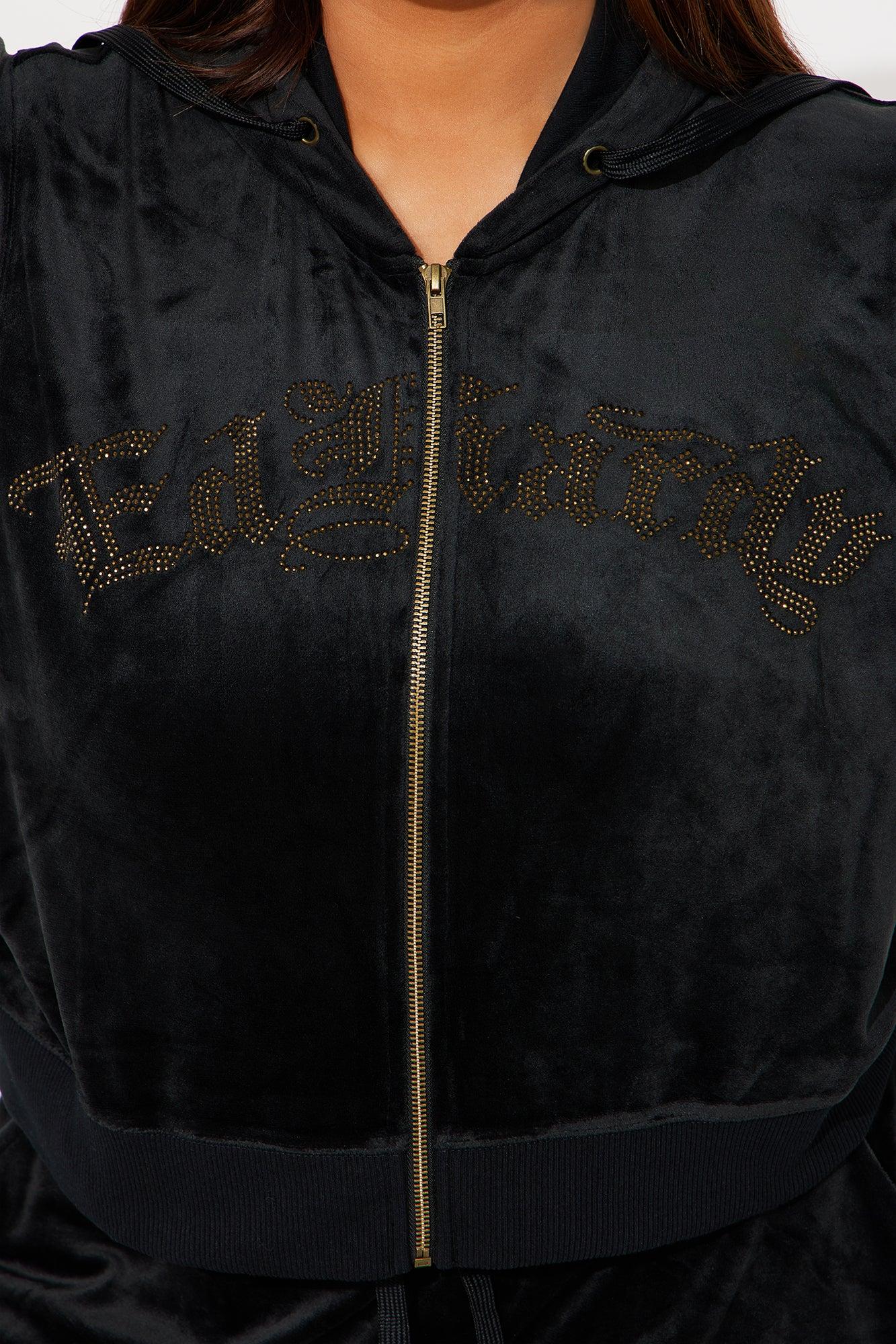 Ed Hardy Tattoo Gold Eagle Velour Pant Set - Black Female Product Image