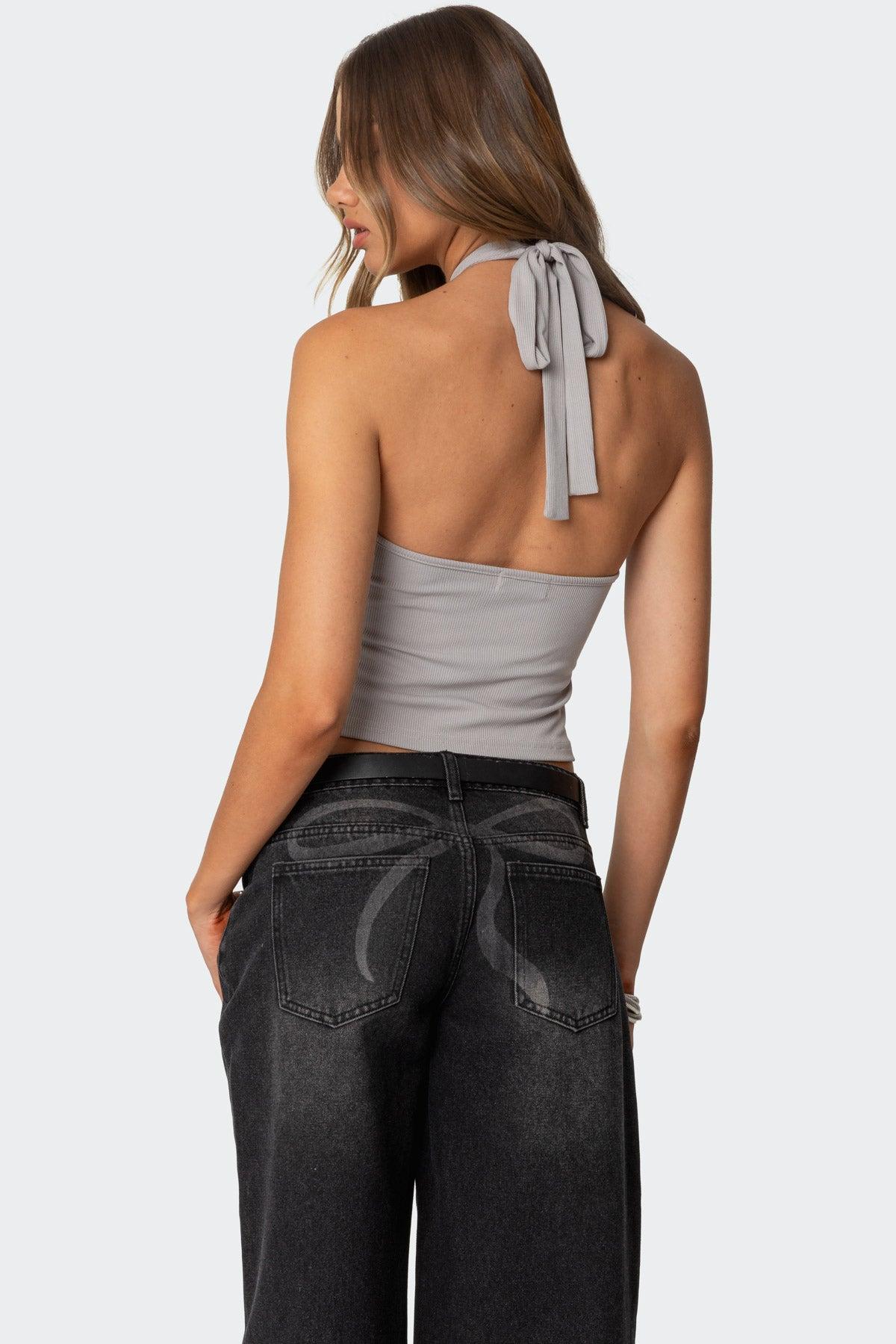 Reissa Criss Cross Halter Top Product Image