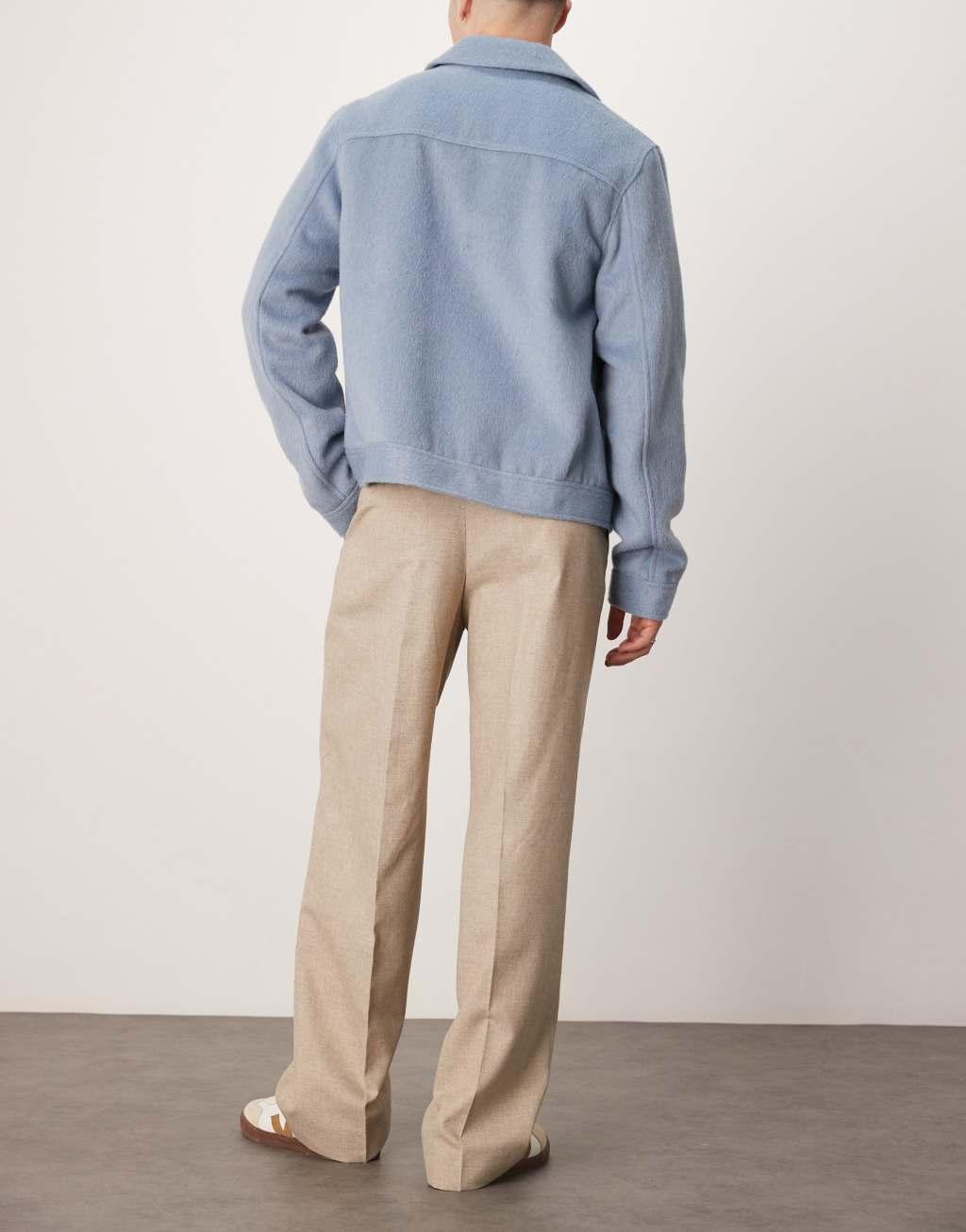 ASOS DESIGN wide leg dress pants in stone texture Product Image