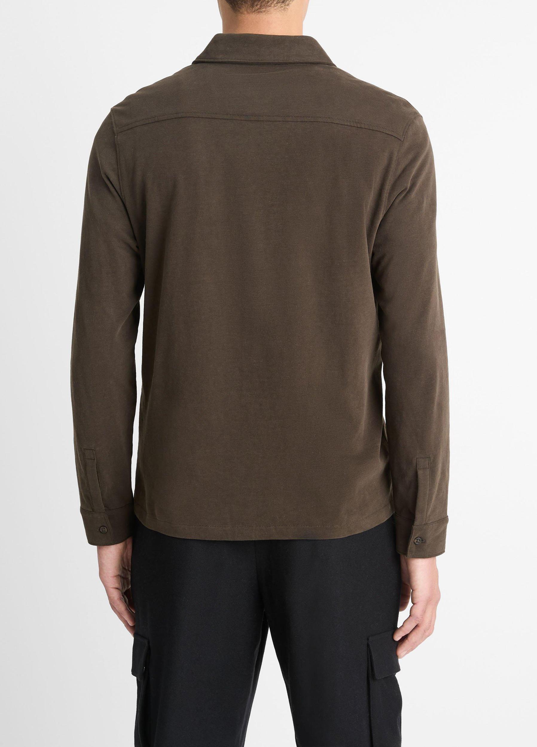 Sueded Cotton Jersey Button-Front Shirt Product Image