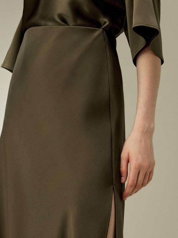 Bias-cut Silk Midi Skirt Product Image