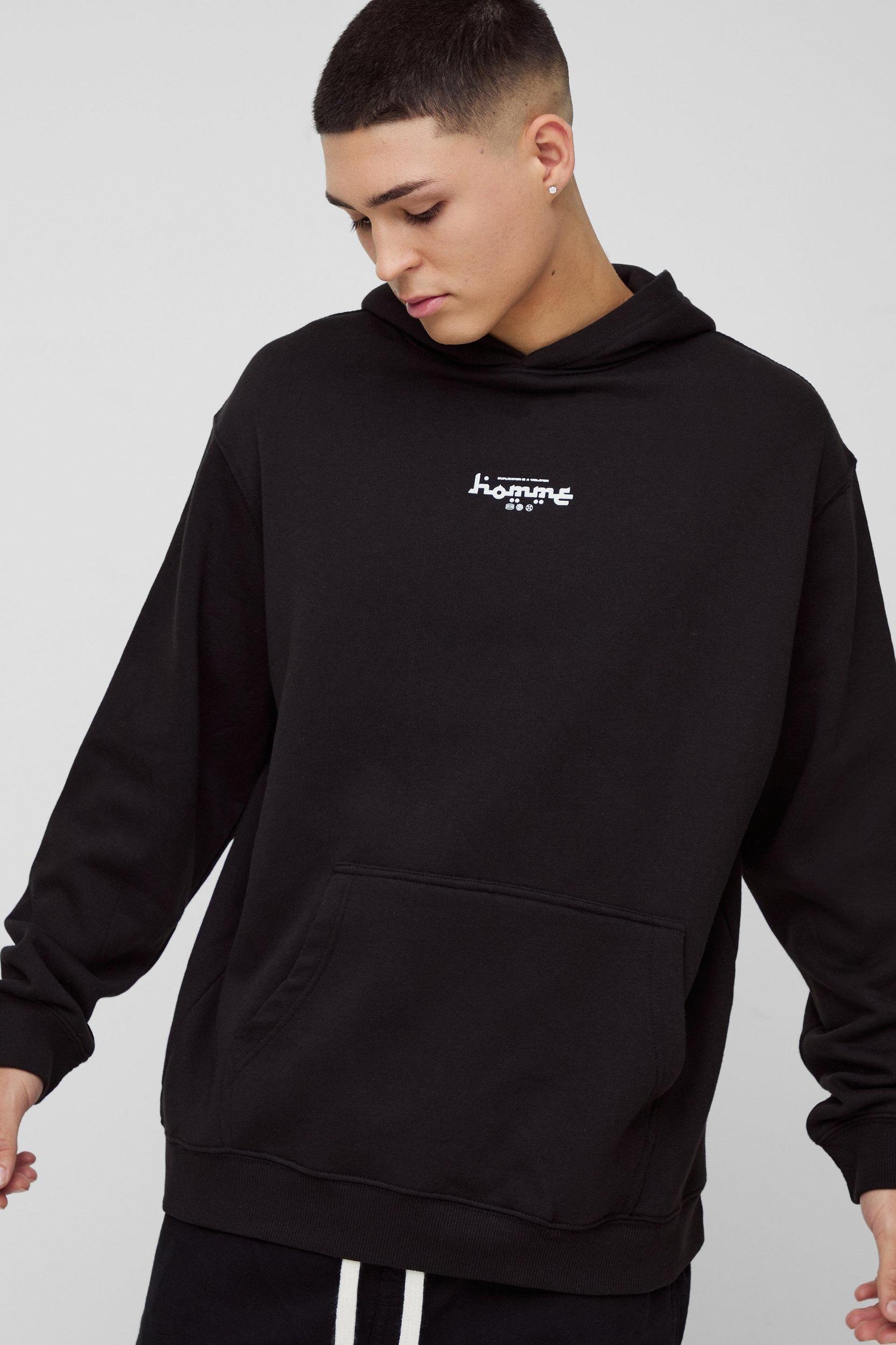 Oversized Mosaic Homme Graphic Hoodie | boohooMAN USA Product Image