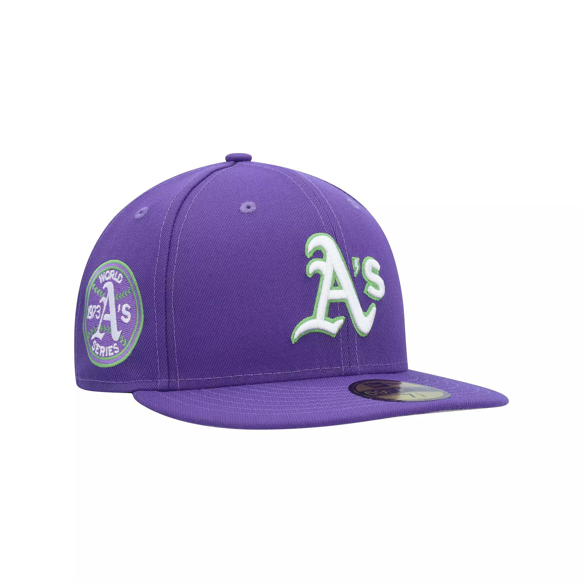 Men's New Era Purple Oakland Athletics Lime Side Patch 59FIFTY Fitted Hat, Size: 7 5/8 Product Image