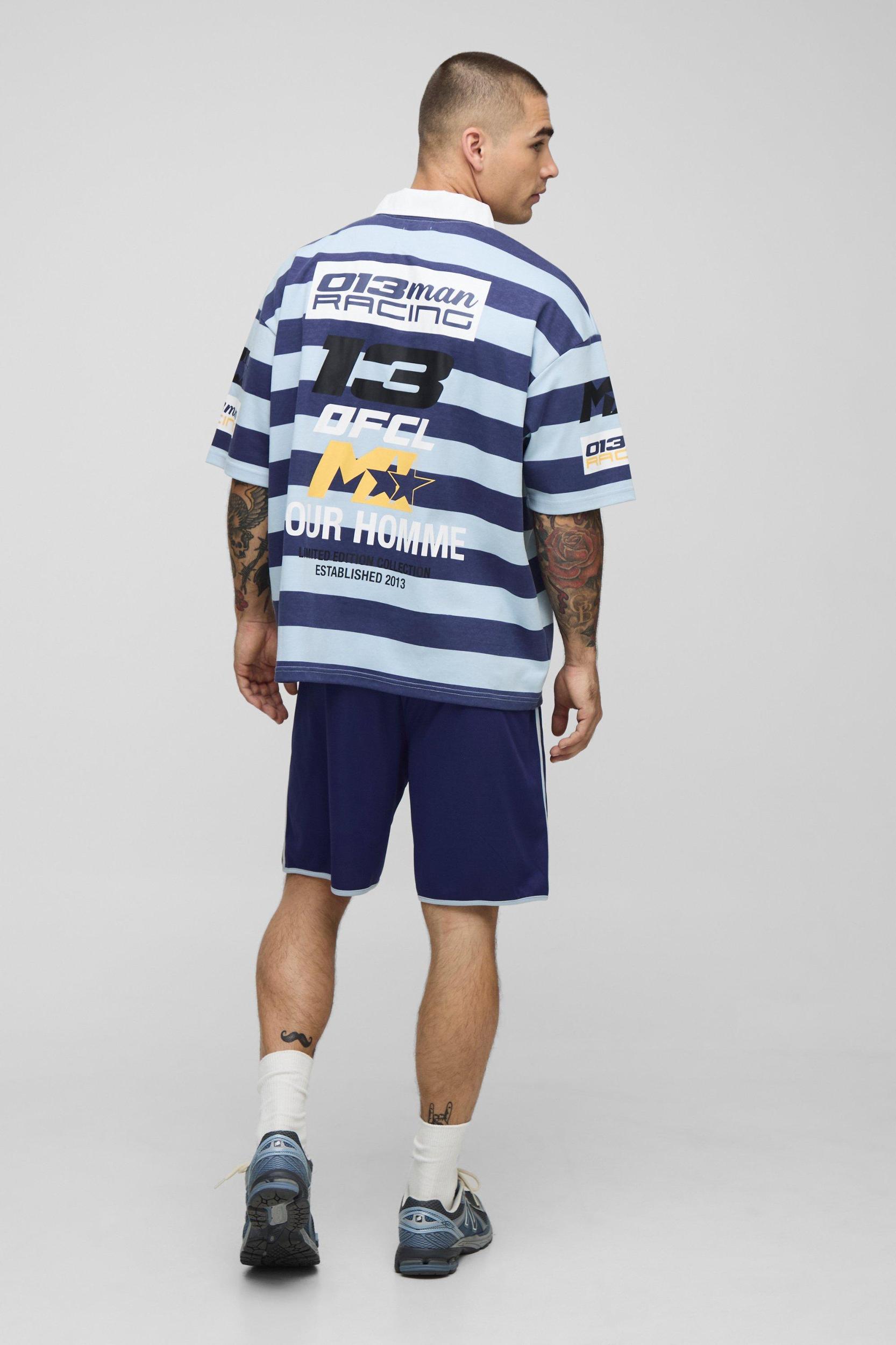 Man Racing Mid Length Mesh Basketball Shorts | boohooMAN USA Product Image