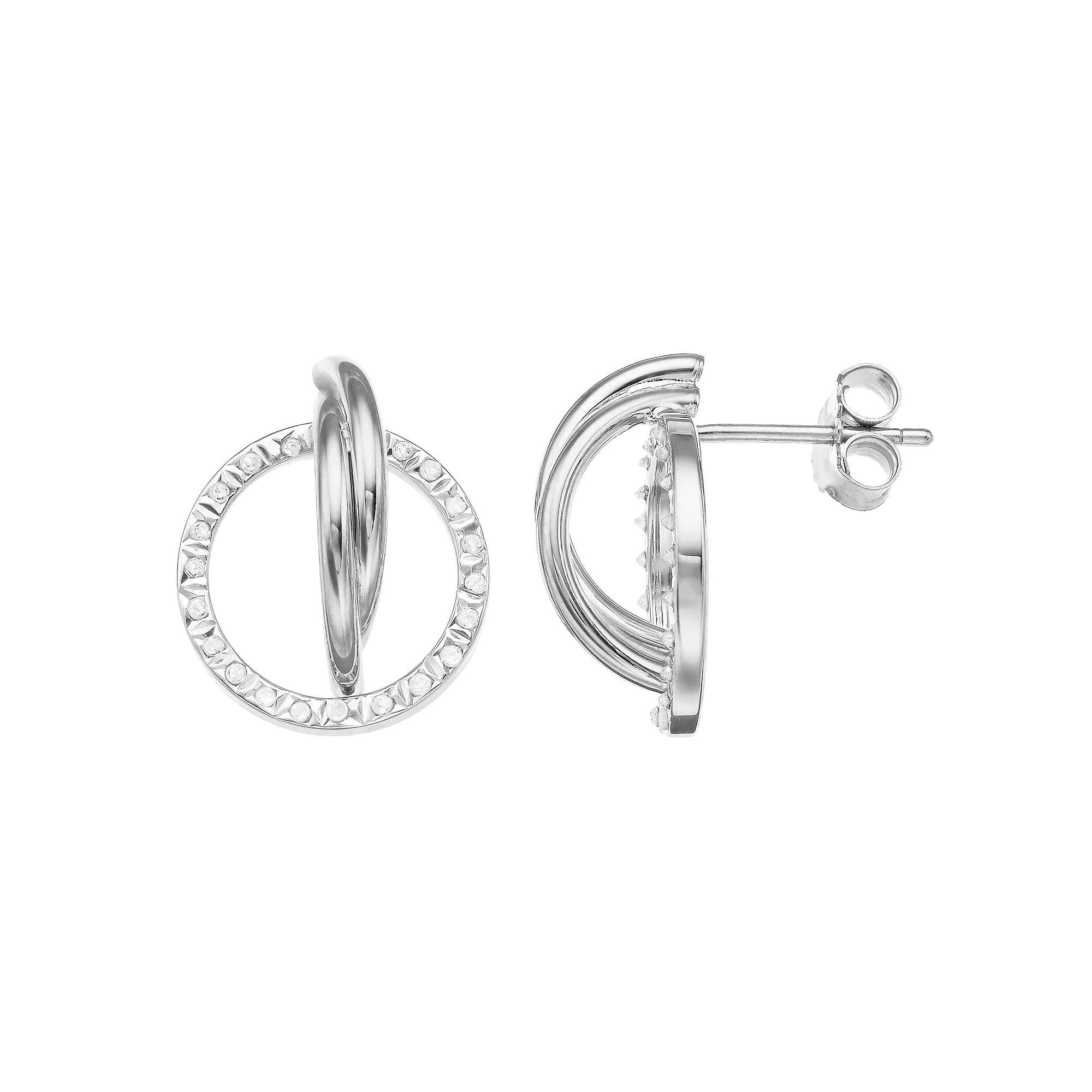 Diamond Mystique Sterling Silver Diamond Accent Off-Ear Stud Earrings, Women's, White Over Silver Product Image