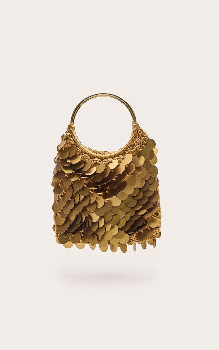 Gold Raffia Matte Sequin Handbag Product Image