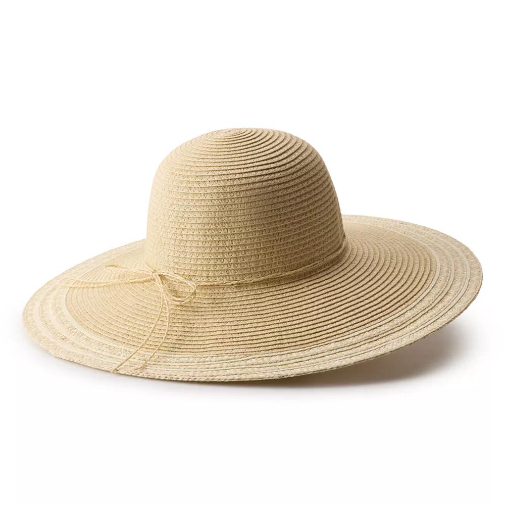 Women's Sonoma Goods For Life® Striped Contrast Brim Straw Floppy Sun Hat, Natural Product Image
